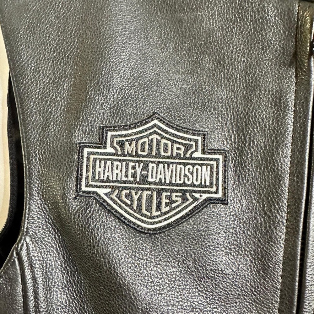 HARLEY DAVIDSON Small Custom Eagle Leather Biker Motorcycle Vest HD Patches S - Picture 9 of 16